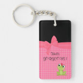 Schattige Cute Frog op Polka Dots-Hallo Pradeloos Sleutelhanger (Voorkant)
