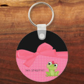 Schattige Cute Frog op Polka Dots-Hallo Pradeloos Sleutelhanger (Voorkant)