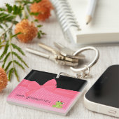 Schattige Cute Frog op Polka Dots-Hallo Pradeloos Sleutelhanger (Voorkant Rechts)