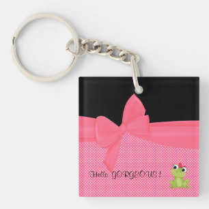 Schattige Cute Frog op Polka Dots-Hallo Pradeloos Sleutelhanger