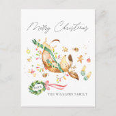 Schattige Cute Happy Dog Dachshund-kerstlampjes Feestdagenkaart (Voorkant)