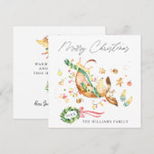 Schattige Cute Happy Dog Dachshund-kerstlampjes Feestdagenkaart (Voorkant / Achterkant)