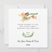 Schattige Cute Happy Dog Dachshund-kerstlampjes Feestdagenkaart (Achterkant)