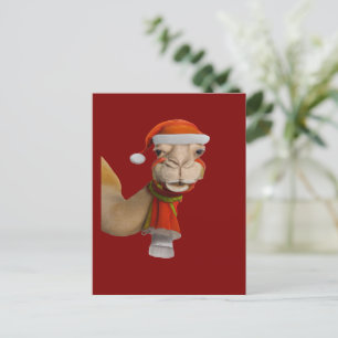 Schattige Cute Kameel met Kerstman Hoed Kerstmis Briefkaart
