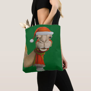 Schattige Cute Kameel met Kerstman Hoed Kerstmis Tote Bag