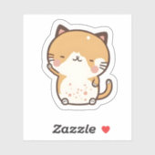 Schattige Cute Kawaii Cat Sat and Smiling Sticker (Vel)