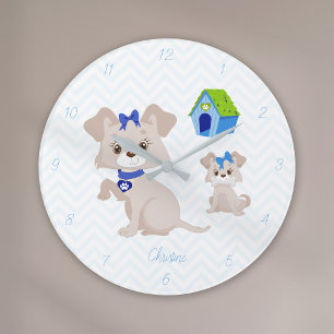 Schattige Cute mammie Dog met Puppy Grote Klok