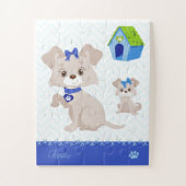 Schattige Cute mammie Dog met Puppy Kind Legpuzzel (Verticaal)