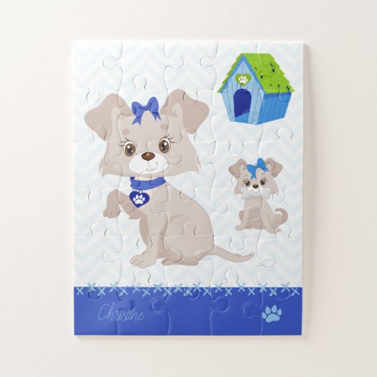 Schattige Cute mammie Dog met Puppy Kind Legpuzzel (Verticaal)
