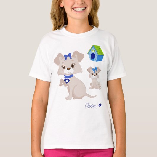 Schattige Cute mammie Dog met Puppy Kind T-shirt (Voorkant)
