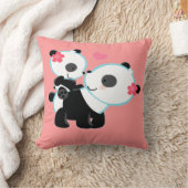 Schattige Cute Pink Panda Beer Love Sierkussennen Kussen (Deken)
