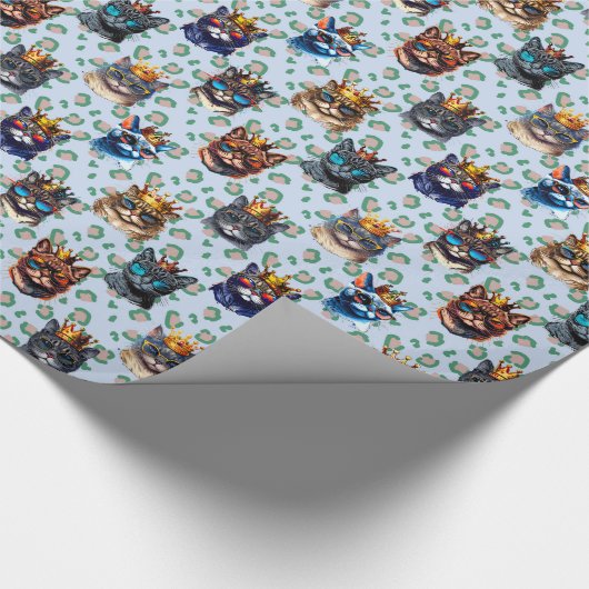 Schattige Cute Royal Cats die Pattern herhalen Cadeaupapier (Hoek)