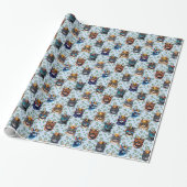 Schattige Cute Royal Cats die Pattern herhalen Cadeaupapier (Uitgerold)