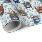 Schattige Cute Royal Cats die Pattern herhalen Cadeaupapier (Rol Hoek)