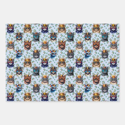 Schattige Cute Royal Cats die Pattern herhalen Inpakpapier Vel (Voorkant)