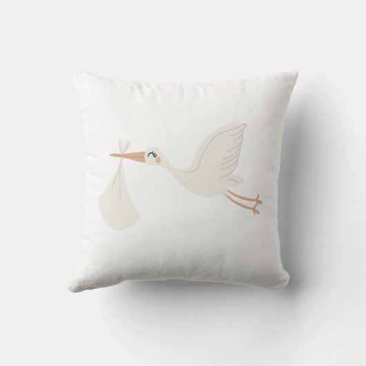 Schattige Cute Stork Kussen (Achterkant)