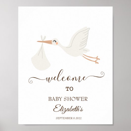 Schattige Cute Stork Poster (Voorkant)