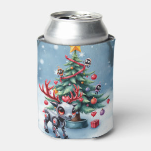 Schattige Cyberpunk Rendier met Kerstboom Blikjeskoeler