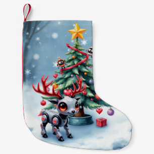 Schattige Cyberpunk Rendieren met Kerstboom Kleine Kerstsok