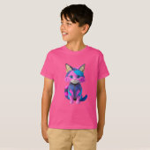 Schattige cyborg kattenportret t-shirt (Voorkant volledig)