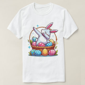 Schattige Dabbing Bunny Design Paasdag Gift T-shirt