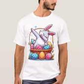 Schattige Dabbing Bunny Design Paasdag Gift T-shirt (Voorkant)