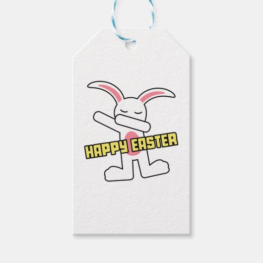 Schattige Dabbing Bunny Happy Easter Cadeaulabel (Voorkant)