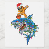 Schattige Dabbing Gingerbread Man Dab Shark Basket Wijn Etiket (Enkel label)