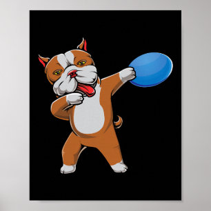 Schattige Dabbing Pitbull Disc Golf Liefhebber Pit Poster