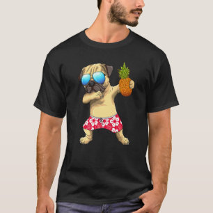 Schattige Dabbing Pug Hond Ananas Tropisch Fruit Z T-shirt