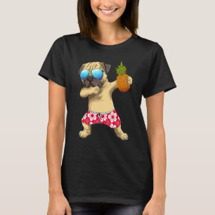 Schattige Dabbing Pug Hond Ananas Tropisch Fruit Z T-shirt