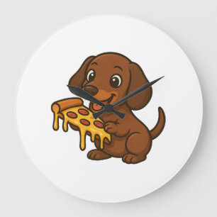 Schattige Dachshond cartoon pizza pizza liefhebber Grote Klok