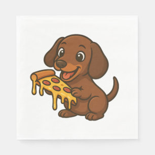 Schattige Dachshond-cartoon pizza pizza-liefhebber Servet