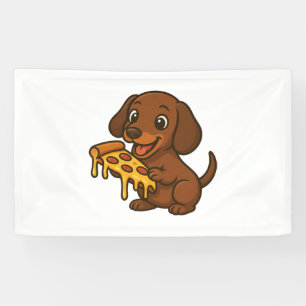 Schattige Dachshond cartoon pizza pizza liefhebber Spandoek