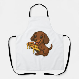 Schattige Dachshond-cartoon pizzaliefhebber hond Schort