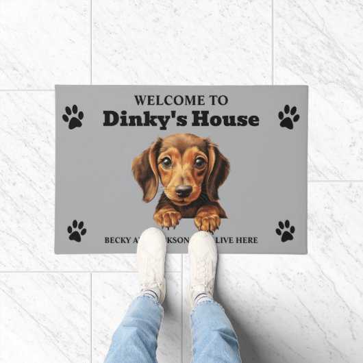Schattige dachshond hond deurmat (Binnen)