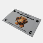 Schattige dachshond hond deurmat (Schuin)