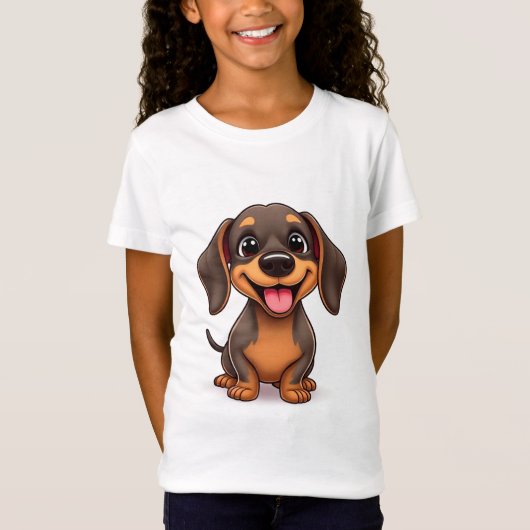 Schattige Dachshond hond T-shirt (Voorkant)
