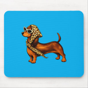 Schattige dachshond luipaard met zonnebril grappig muismat