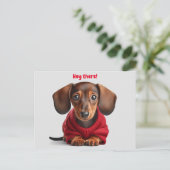 Schattige Dachshond Puppy Briefkaart (Staand voorkant)
