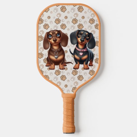 Schattige dachshond vrienden pickleball paddle (Voorkant)