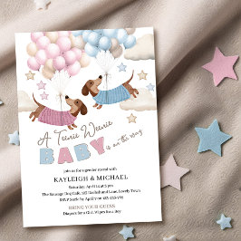Schattige Dachshond Wiener Dog Geslacht Reveal Bab Kaart
