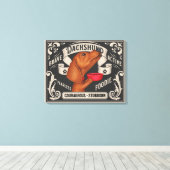 Schattige Dachshund bedelen voor voedsel Canvas Afdruk (Insitu (Houten vloer))