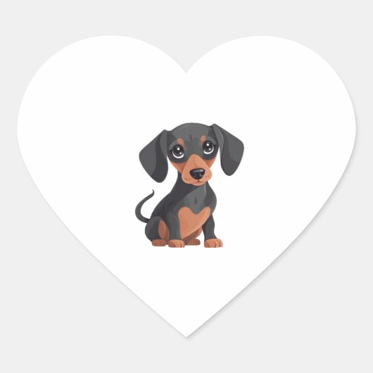 Schattige Dachshund Cartoon Schattig Wiener Dog Cl Hart Sticker (Voorkant)