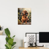Schattige Dachshund Dog Art Print Poster (Thuiskantoor)