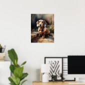 Schattige Dachshund Dog Art Print Poster (Thuiskantoor)