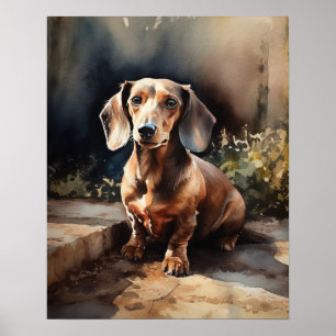 Schattige Dachshund Dog Art Print Poster