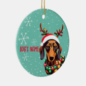 Schattige Dachshund Dog Christmas Gepersonaliseerd Keramisch Ornament (Rechts)