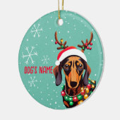 Schattige Dachshund Dog Christmas Gepersonaliseerd Keramisch Ornament (Links)