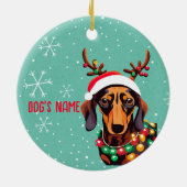 Schattige Dachshund Dog Christmas Gepersonaliseerd Keramisch Ornament (Achterkant)
